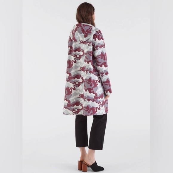 Stutterheim Mosebacke Red Camo Hoodie Raincoat - CHECK LAID FLAT MEASUREMENTS - Picture 3 of 14